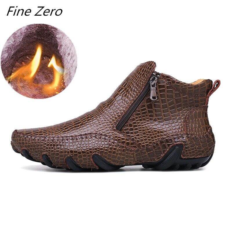 Leather Vintage Outdoor Fur Winter Ankle Boots - MaviGadget