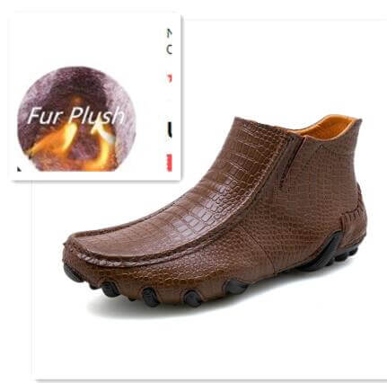 Leather Vintage Outdoor Fur Winter Ankle Boots - MaviGadget