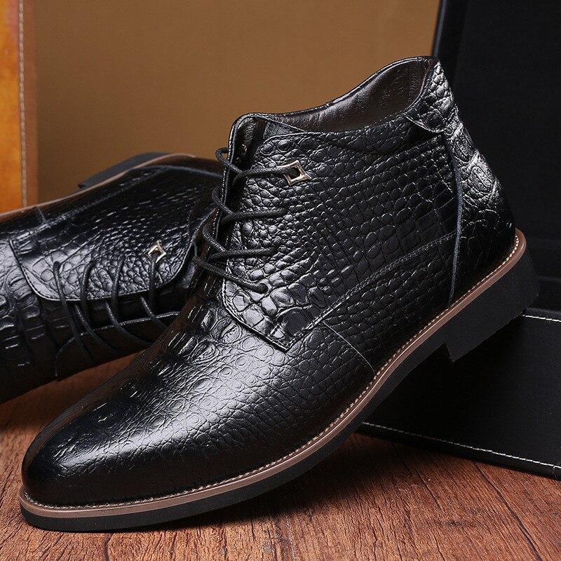 Leather Warm Thick Men Winter Boots - MaviGadget