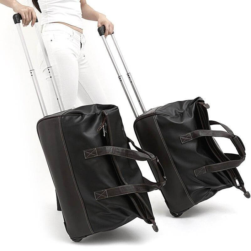 Rolling Leather Luggage Waterproof Suitcase - MaviGadget