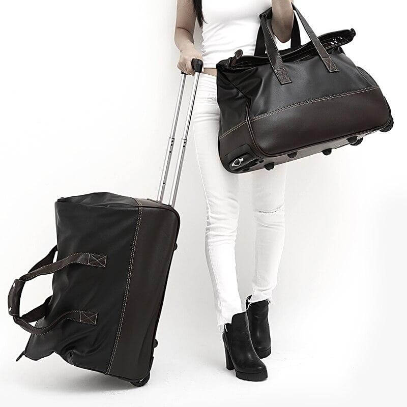 Rolling Leather Luggage Waterproof Suitcase - MaviGadget