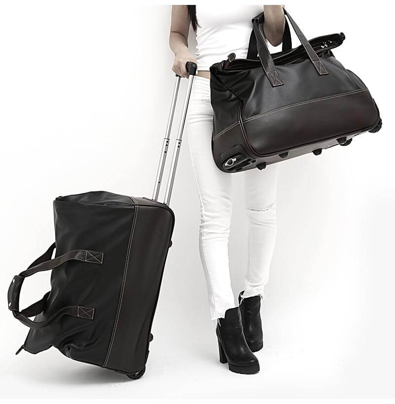 Rolling Leather Luggage Waterproof Suitcase - MaviGadget
