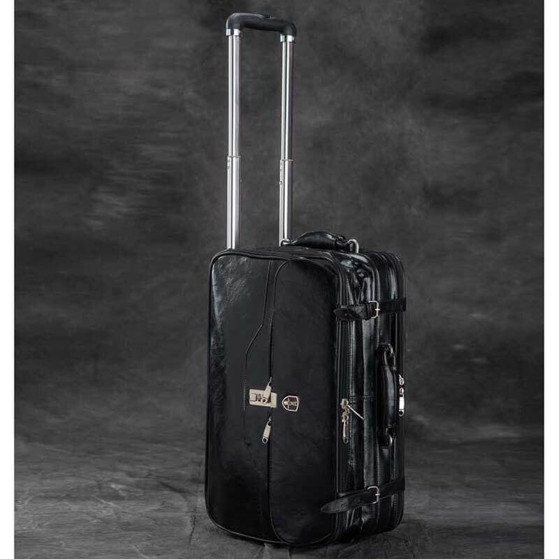 Retro Business Rolling PU Leather Travel Luggages - MaviGadget
