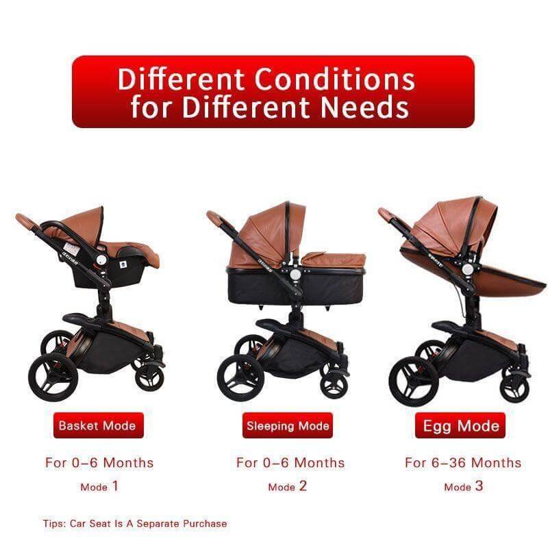 Modern Stylish Aluminium 3 in 1 Two way Baby Stroller - MaviGadget