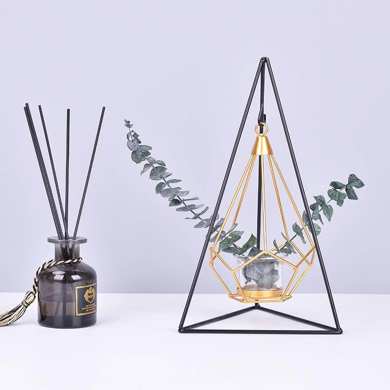 Nordic Gold Geometric Metal Candle Holder - MaviGadget