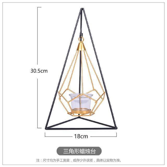 Nordic Gold Geometric Metal Candle Holder - MaviGadget