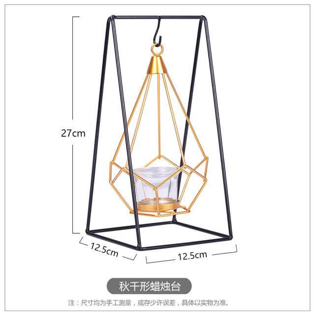 Nordic Gold Geometric Metal Candle Holder - MaviGadget