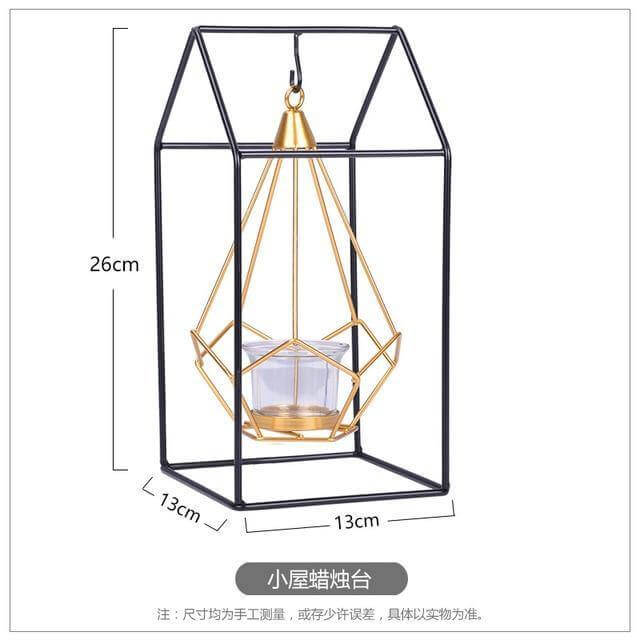 Nordic Gold Geometric Metal Candle Holder - MaviGadget