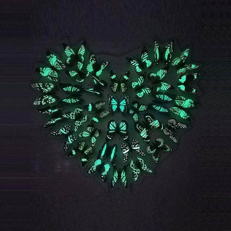 12 Pcs Luminous Butterfly Sticker - MaviGadget