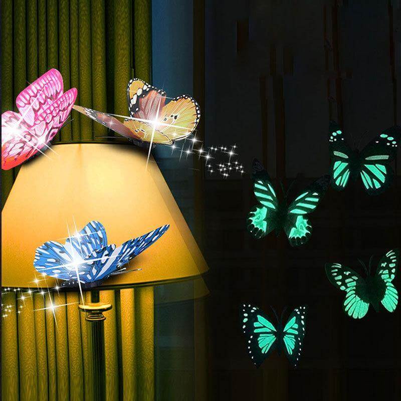 12 Pcs Luminous Butterfly Sticker - MaviGadget