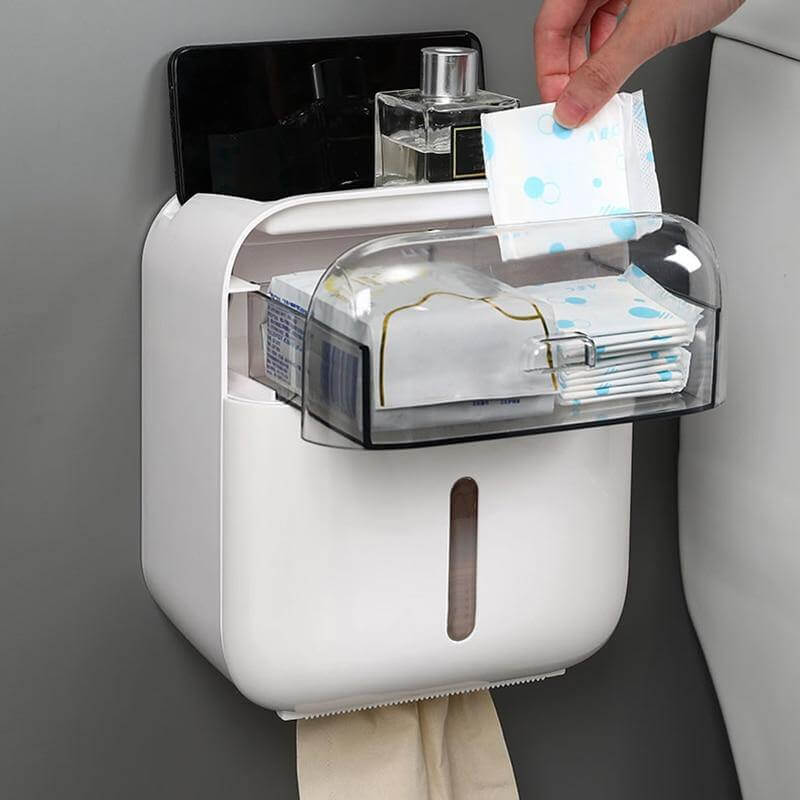 Waterproof Wall Mounted Bathroom Tissue Organizer - MaviGadget