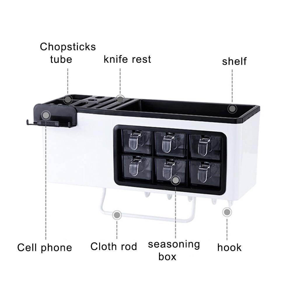 Multipurpose Useful Shelf Seasoning Storage Organizer with Phone Holder - MaviGadget