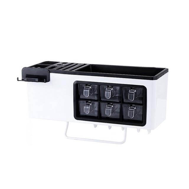 Multipurpose Useful Shelf Seasoning Storage Organizer with Phone Holder - MaviGadget