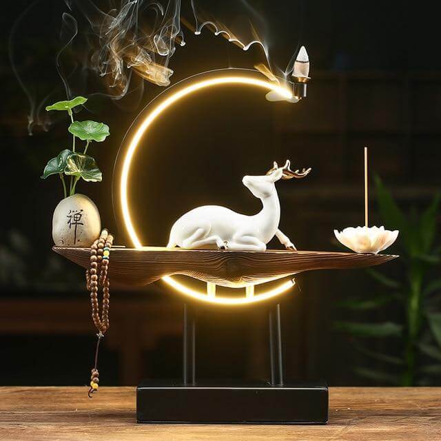 Large Incense Burner Ceramic Deer Lamp - MaviGadget