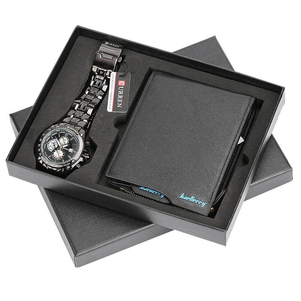 Men Watches Steel/Leather Gift Set - MaviGadget