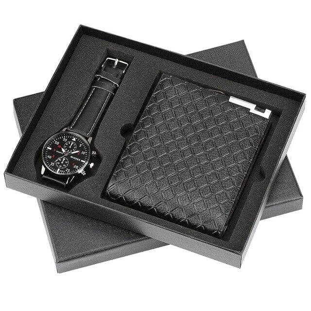 Men Watches Steel/Leather Gift Set - MaviGadget