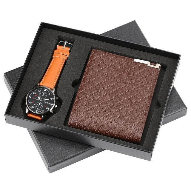 Men Watches Steel/Leather Gift Set - MaviGadget