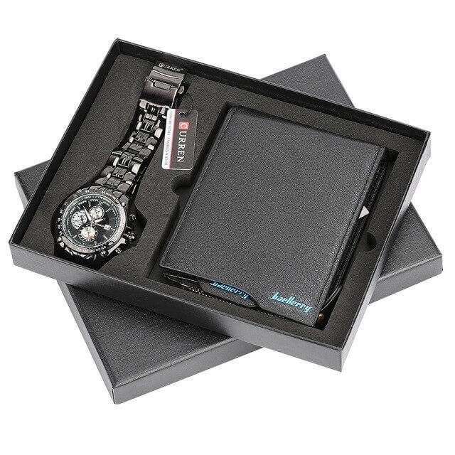 Men Watches Steel/Leather Gift Set - MaviGadget