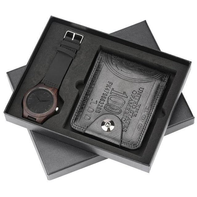 Men Watches Steel/Leather Gift Set - MaviGadget