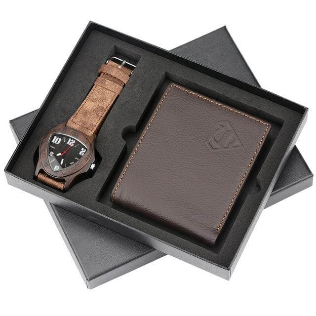 Men Watches Steel/Leather Gift Set - MaviGadget