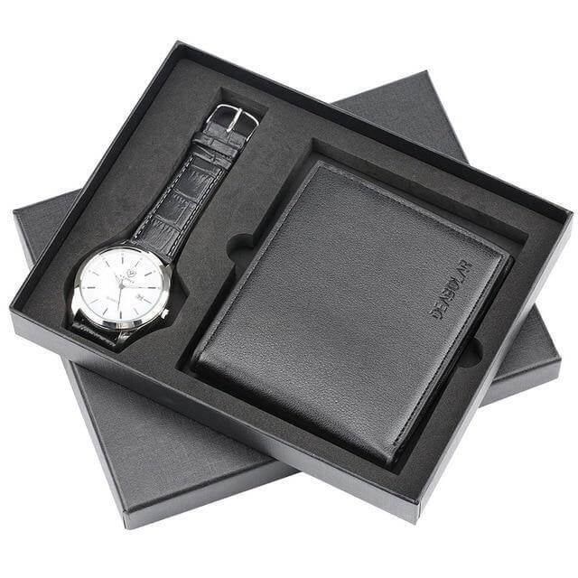 Men Watches Steel/Leather Gift Set - MaviGadget