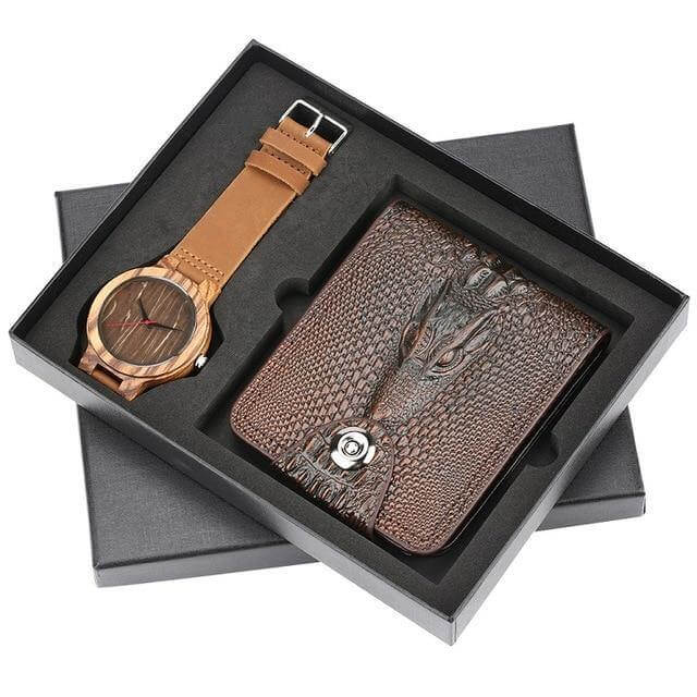 Men Watches Steel/Leather Gift Set - MaviGadget