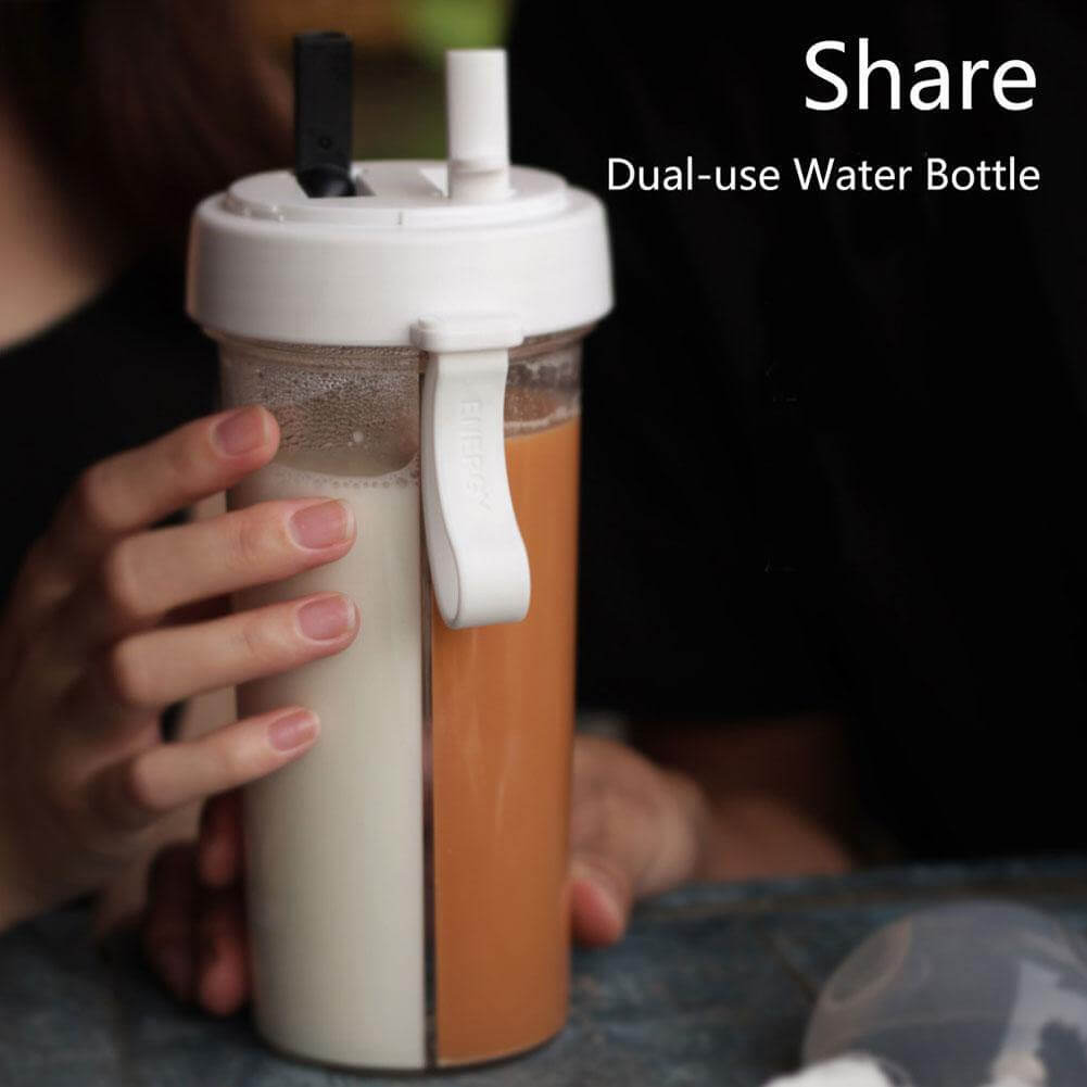 Dual Straw Separate Drink Bottle - MaviGadget