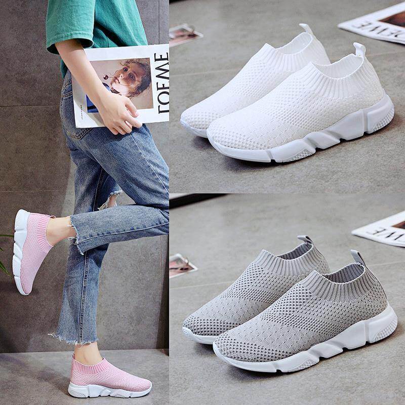 Breathable Slip on Knit Running Shoes - MaviGadget