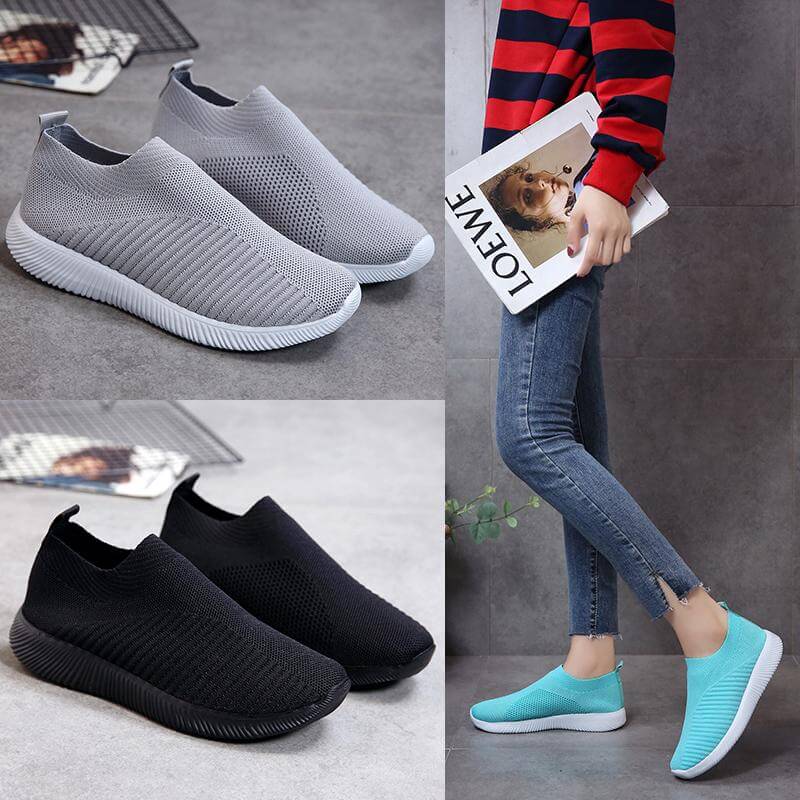 Breathable Slip on Knit Running Shoes - MaviGadget