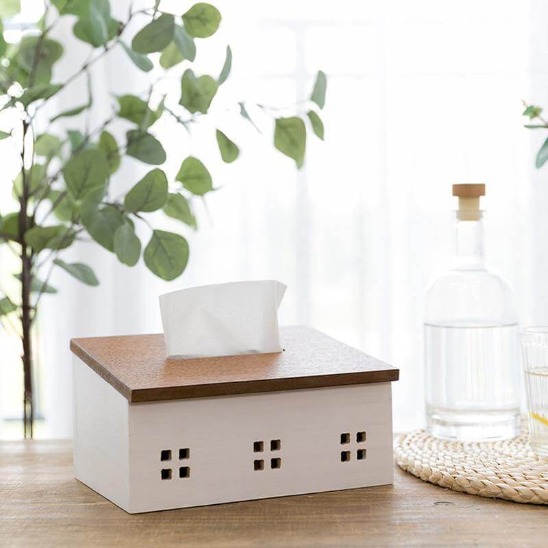 Wooden Nordic House Tissue Box - MaviGadget