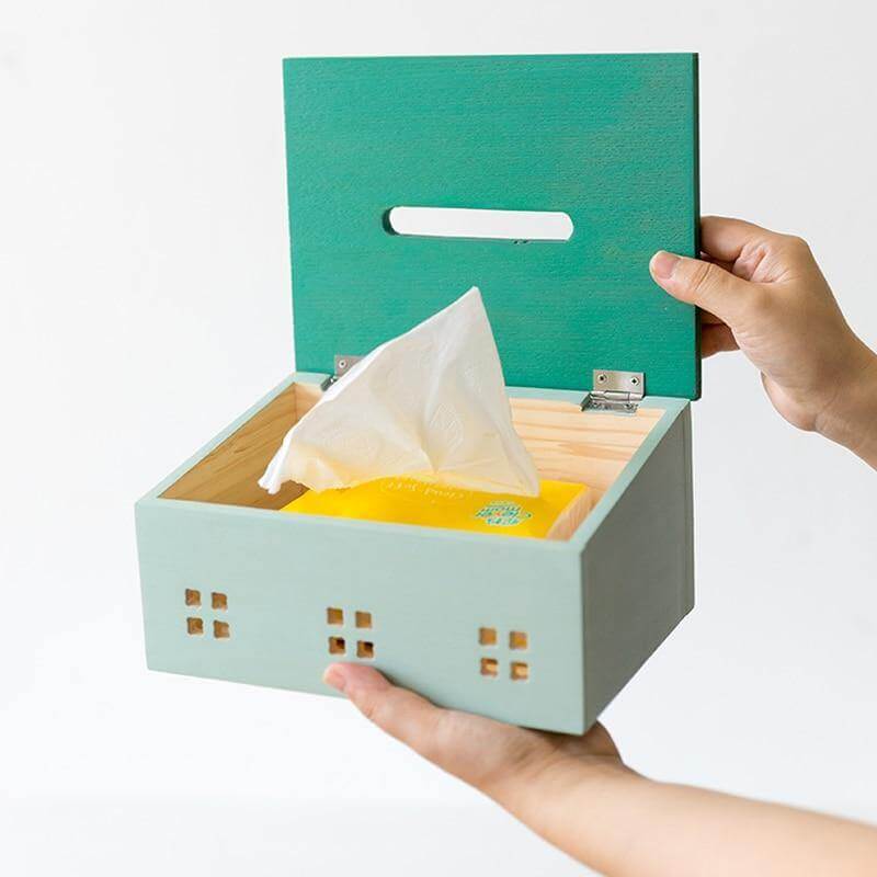 Wooden Nordic House Tissue Box - MaviGadget