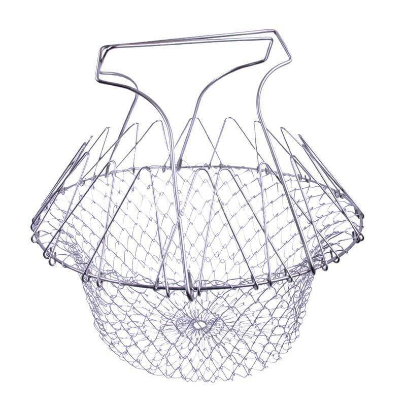 Multifunctional Stainless Steel Folding Deep Fry Drainer Basket - MaviGadget