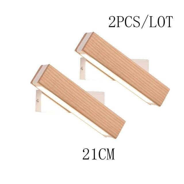 Modern Rotated Nordic Solid Wood Wall LED Lamp - MaviGadget