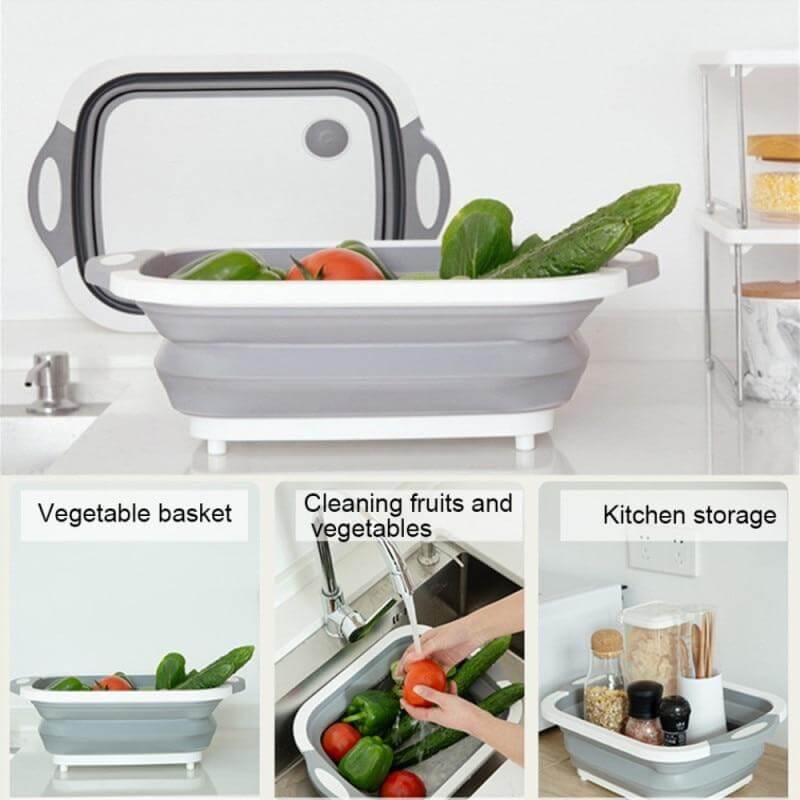 3 In 1  Multifunctional Foldable Dish Tub Cutting Board - MaviGadget