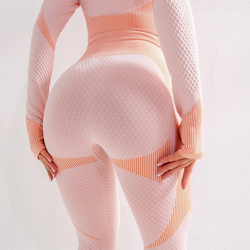 Seamless Striped High Waist Women Leggings - MaviGadget