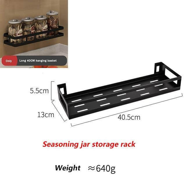 Mat Black No Drill Metal Kitchen Storage - MaviGadget