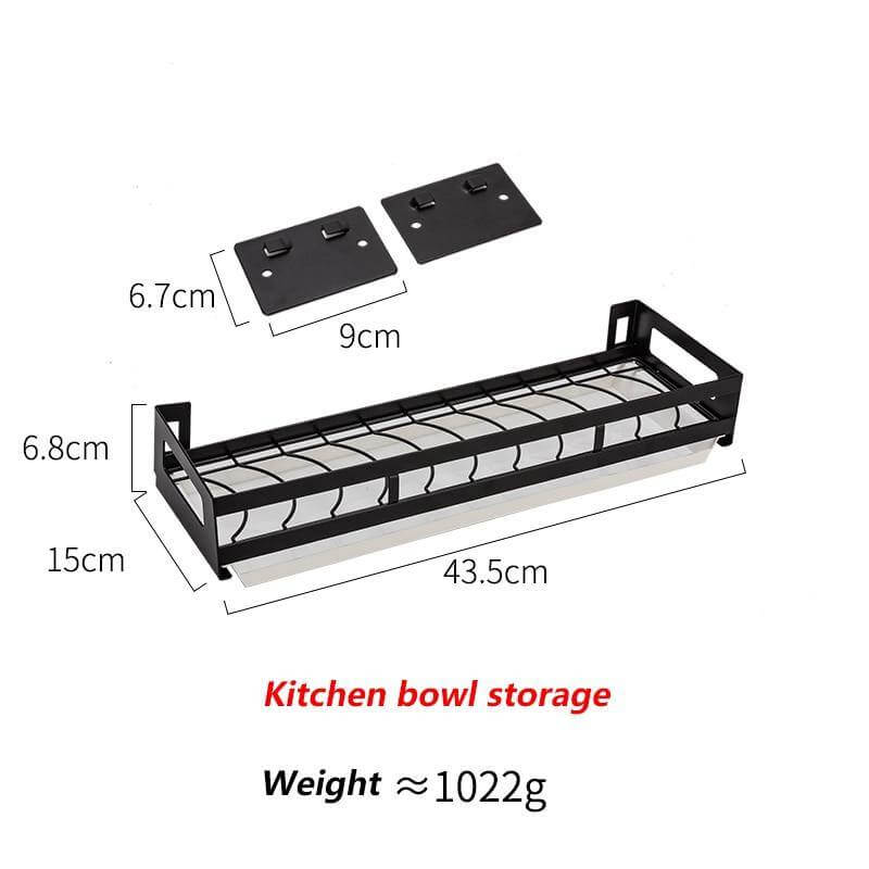 Mat Black No Drill Metal Kitchen Storage - MaviGadget