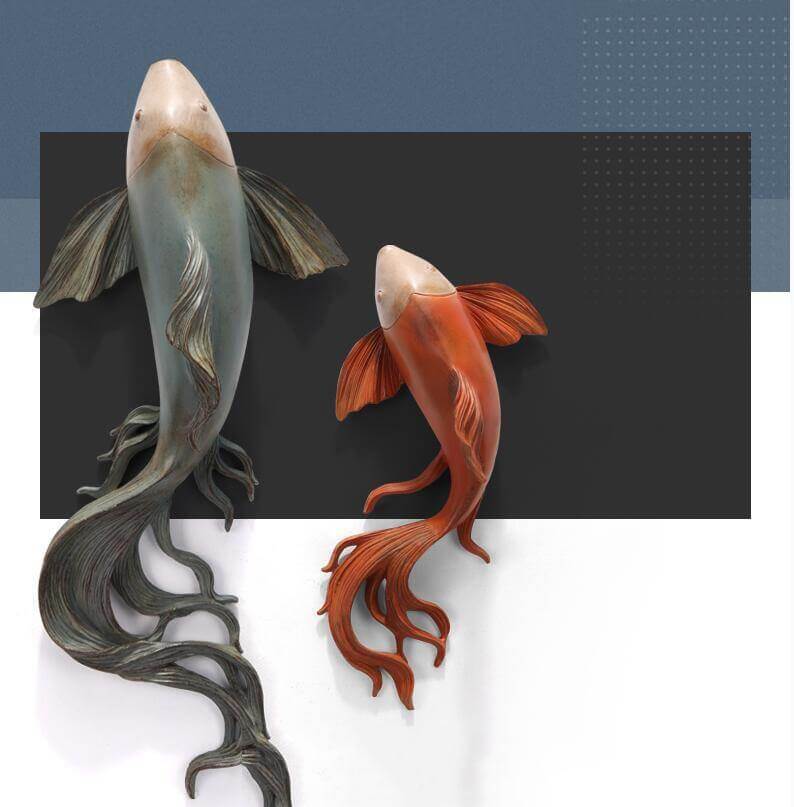 Modern Fengshui Resin 3D Wall Sticker Fish - MaviGadget