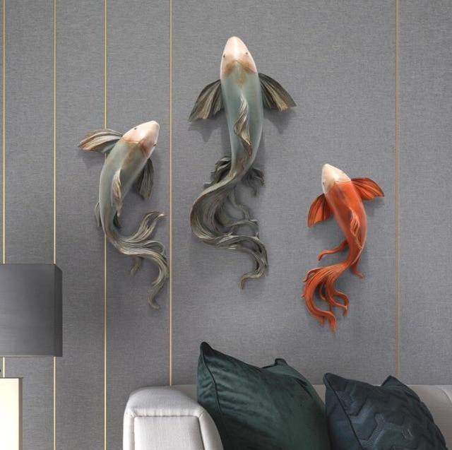Modern Fengshui Resin 3D Wall Sticker Fish - MaviGadget