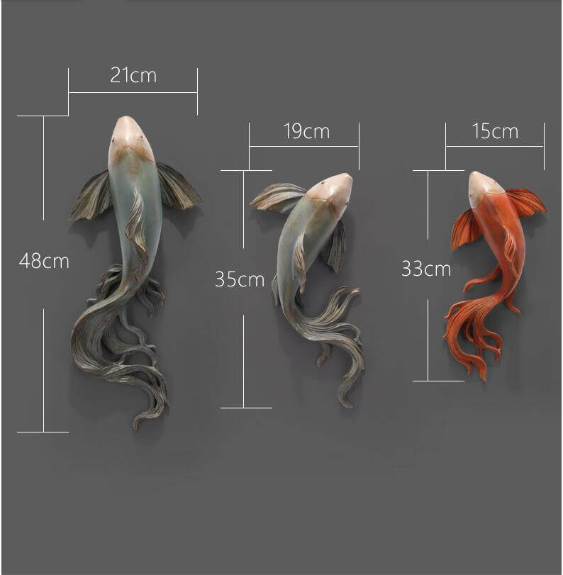 Modern Fengshui Resin 3D Wall Sticker Fish - MaviGadget