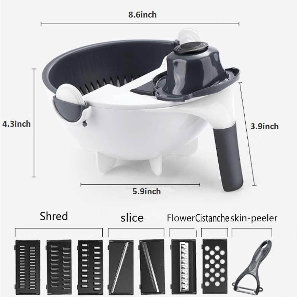 Multifunctional Rotate Vegetable Cutter With Drain Basket - MaviGadget