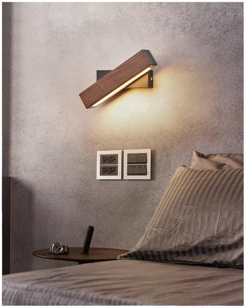 Modern Rotated Nordic Solid Wood Wall LED Lamp - MaviGadget