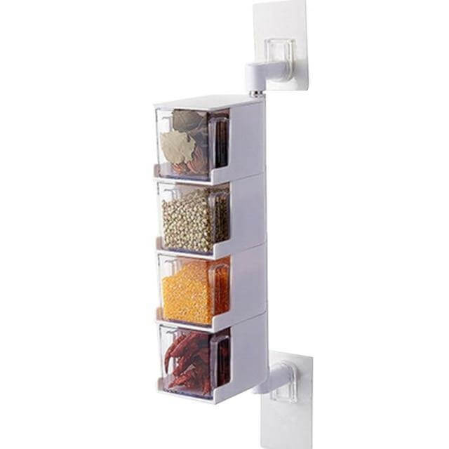 Layered Wall Mounted Rotating Seasoning Storage Organizer Boxes - MaviGadget