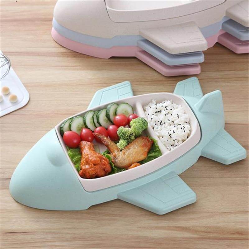 Children's Bamboo Aircraft Shape Tableware - MaviGadget