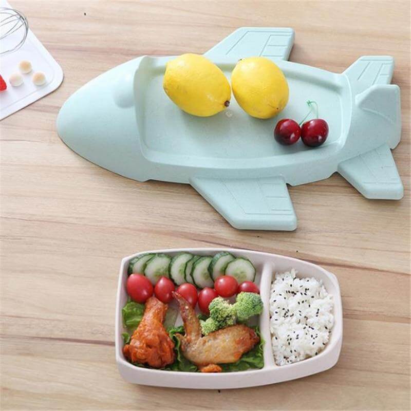 Children's Bamboo Aircraft Shape Tableware - MaviGadget