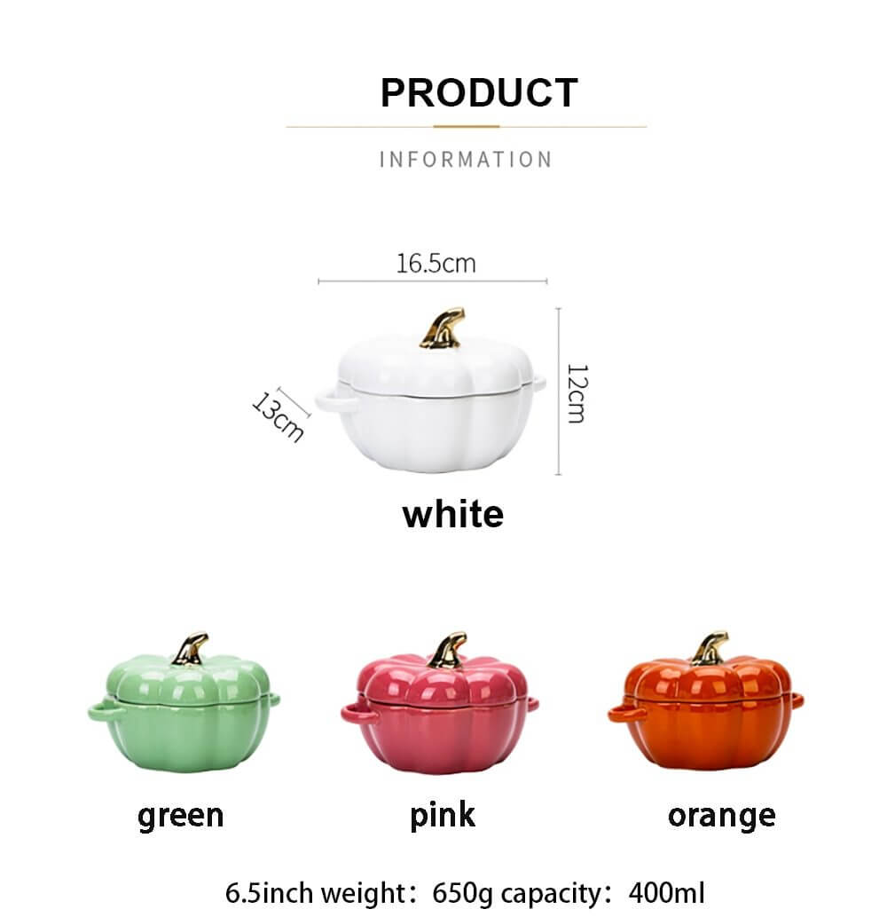 Pumpkin Shape Baking Bowl With Glazed Lid - MaviGadget