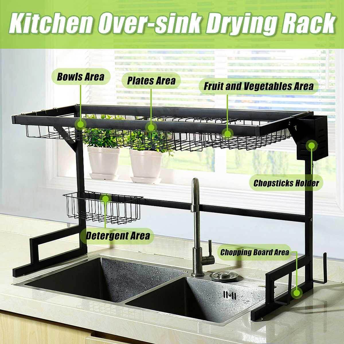 Stainless Steel Over-Sink Dish Rack Organizer - MaviGadget