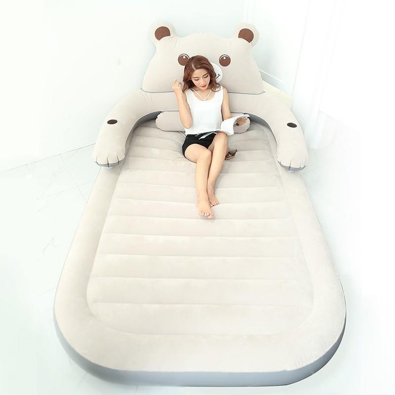 Cartoon Bear Comfy Inflatable Bed with Backrest - MaviGadget