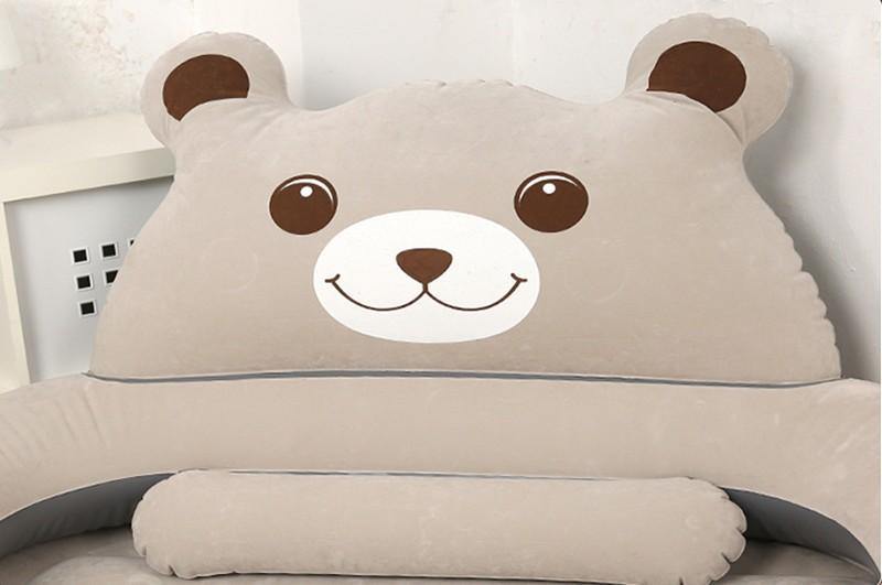 Cartoon Bear Comfy Inflatable Bed with Backrest - MaviGadget