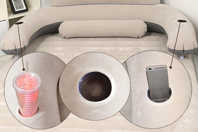 Cartoon Bear Comfy Inflatable Bed with Backrest - MaviGadget